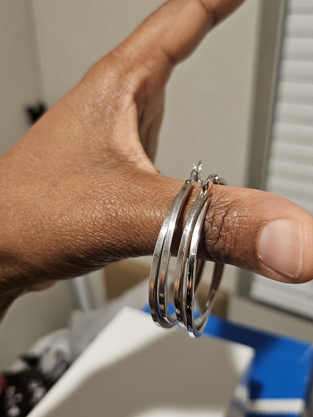 Silver Double-Row Hoop Earrings for Women